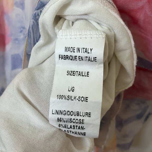 Angela Moda Silk Blouse Womens L Floral Off Shoulder Boho Made in Italy - Picture 4 of 8